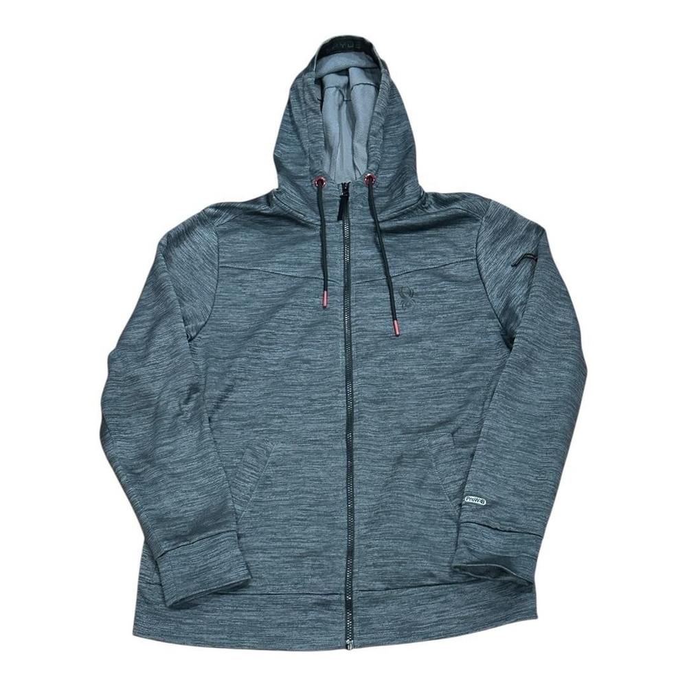 Spyder Hoodie Jacket Mens Medium Gray Hooded Full Zip Activewear Polyester